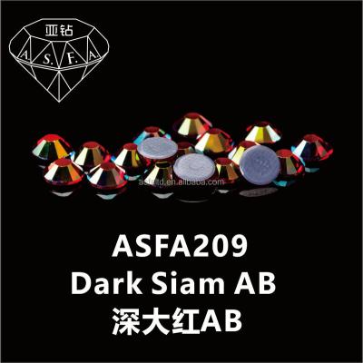 China Custom High Quality Hot Stone Dark Ss6 Fix Lct Rhinestone Appliques And Trimmings Flatback ASFA209 Siam ab Logo Fashion High End Glass for sale