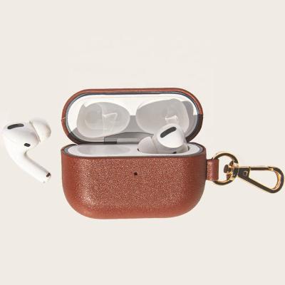 China For AirPods pro company design grain leather case full protective earphone accessories for airpods pro with ring for sale