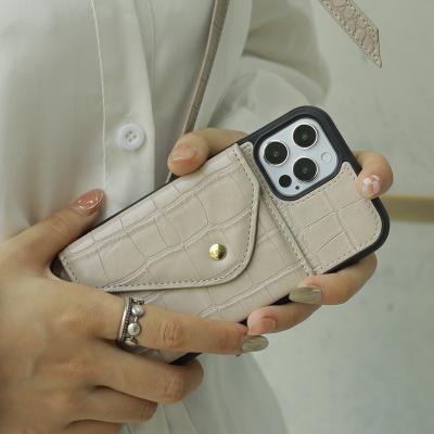 China Luxury PU Leather Cross - Body Phone Case With Strap For iphone 12 Pro Max Case for sale