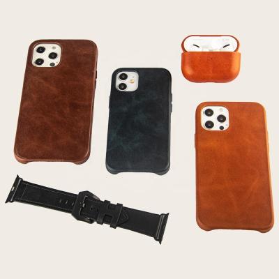 China 2022 Premium Cowhide Genuine Leather Leather Cover Cell Phone Accessories Mobile Case For iPhone 13 Pro Max for sale