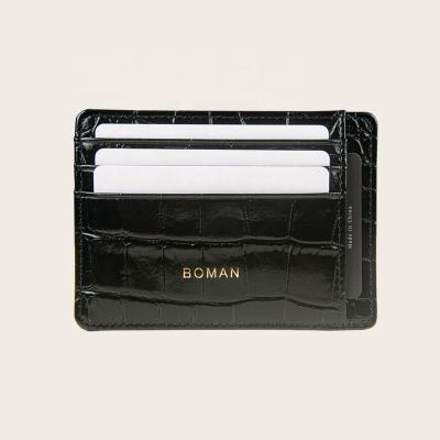 China RFID 2022 Best Sell Ultra Thin Real Leather Card Wallet Business Minimalist RFID Credit Card Holder With Money Clip for sale