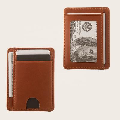 China New Custom Full Wax Grain Oil Leather RFID Blocking Slim Mens Wallet Leather Custom Case ID Leather Card Holder for sale