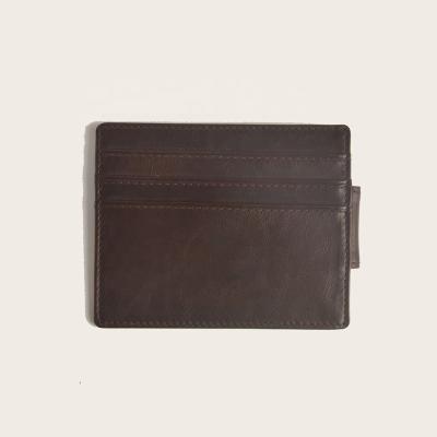 China New Fashion Hot-selling Men's Real RFID Simple Short Wallet ID Card Holder Leather Wallet Man With Magnetic for sale