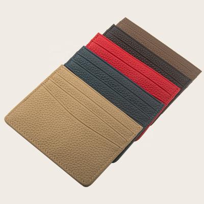 China Wholesale Hot Sale Customized RFID Blocking Genuine Pebble Leather Card Case Wallet Business Card Holder for sale