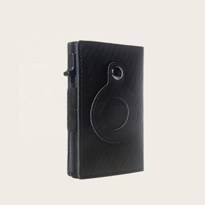 China New Fashion Apple Metal RFID Genuine Leather Smart Wallet Holder Minimalist Anti-Lost RFID Airtag Wallet for sale