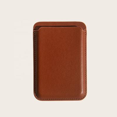 China Genuine RFID nappa leather designed for iPhone magsafe wallet magnetic card holder detachable stick to phone for sale