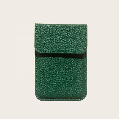 China RFID Detachable Full Grain Pebble Leather Card Holder for iPhone magSafe Wallet Sleeve Magnetic Stick on Phone Back for sale