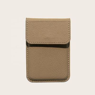 China Strong Full Grain Pebble Strong Pebble Customized Leather Beige RFID Magnets Beige Leather With Magsafe Phone Credit Card Holder Wallet For iPhone for sale