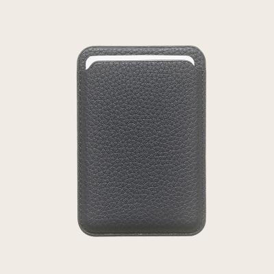 China Slim popular full pebble leather RFID design card holder magnetic detachable minimalist for magsafe wallet for sale