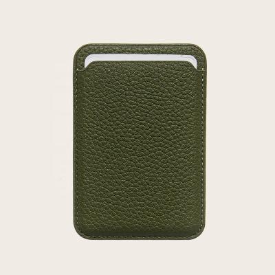 China Custom Logo RFID Genuine Leather Rfid Blocking With Strong Magnetic Slim Wallet Phone Detachable Card Holder For Magsafe Wallet for sale