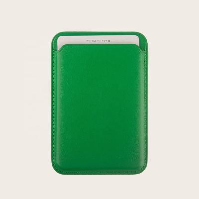 China Wholesale Magnetic Full Grain Nappa Wallet RFID RFID Leather Slim Green Style for magsafe Phone Case Card Holder Wallet for sale