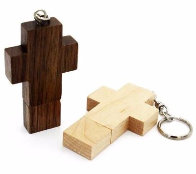 China USB 4GB 16GB 8GB 32GB Wooden Cross Flash Drive Stick God Bless Memory Stick Jesus Shines Pen Drive Flash Memory Hard Disk Pen Key Chain Drive for sale