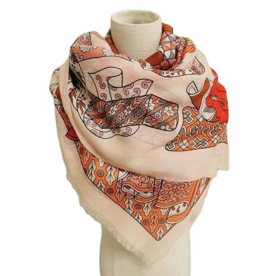 China Cashmere Woman Luxury Cashmere Printed Scarf for sale