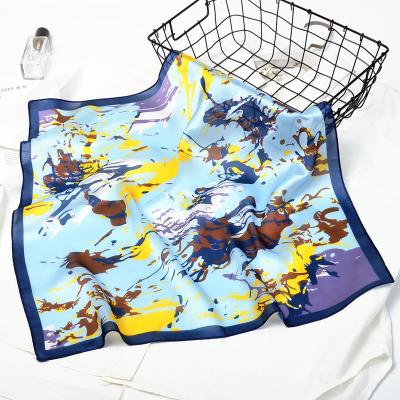 China Polyester Satin Silk Scarf Square Scarf Imitated Silk for sale