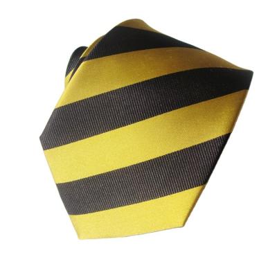 China 100% pure silk gold and black color stripe silk ties for sale