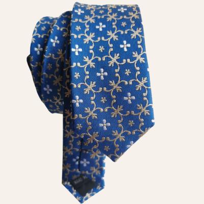 China 100% Pure Silk Royal Blue Flower Design Sik Tie for sale