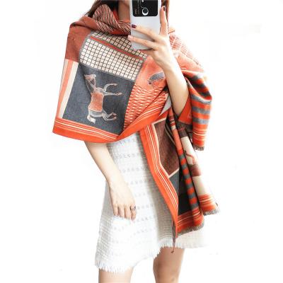 China Keep Warm Scarf Bee Printed Women's Winter Cashmere Shawl Double Sided Imitation Wild Thick Warm Scarf Long for sale