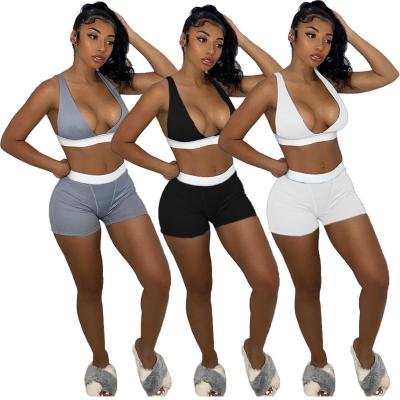 China Breathable two-piece summer 2021 fashion short pants sets sportswear women yoga suits dresses 2 piece short set for sale