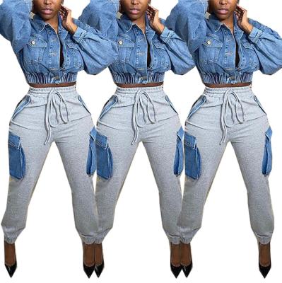 China 2021 Autumn Women's Anti-wrinkle Clothing Sheath Long Blue Casual Short Jean Jacket Women Denim Bike Jacket for sale