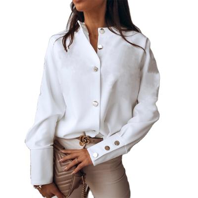 China 2021 autumn fashion new cardigan lapel long-sleeved shirt women cardigans anti-pilling women loose shirt women for sale