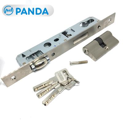 China Casement Windows And Doors Accessories Electric Handle Up Deadlock Door Lock Body 45mm 60mm Mortise Lock Glass Body With Oval Cylinder for sale