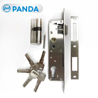 China Casement Windows and Doors Accessories 56mm Copper Cylinder Security Aluminum Casement Window Door Locks Body with 5 Keys for sale