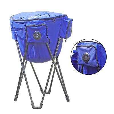 China BT Outdoor Thermal Built-in Speaker Insulated Bag Picnic Folding Stand Up Cooler Bag With Speaker for sale