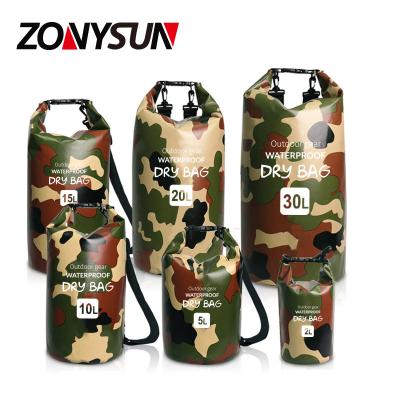 China 5L 10L 15L 20L 25L 30L Lightweight Camouflage Dry Bag Waterproof Sports Backpack For Camping Hiking for sale