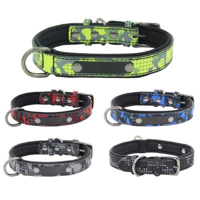 China Padded Camouflage Padded Reflective Dog Collar With Neoprene Linings Puppy Collar Training Dog Collar for sale