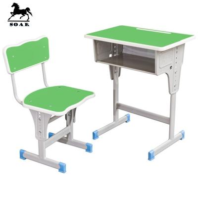 China Low MOQ Comfortable Simple Green Writing School Desk Set With Chair In Stock for sale