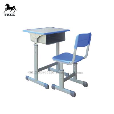 China Comfortable metal frame and wooden kids study table and chair for school furniture for sale