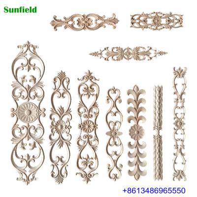 China Elegant decorative wood carving wood appliques and home decoration furniture onlays for sale