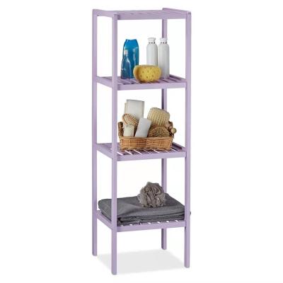 China Modern Purple Colors Bamboo Bathroom Shelf With 4 Shelves For Live Room And Bathroom for sale