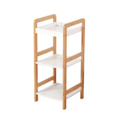 China Modern High Quality Custom Made Bamboo 3 Tier Display Stand Storage Corner Rack With Tray For Kitchen for sale