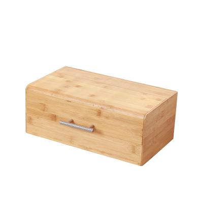 China Large Wooden Sustainable Natural Bamboo Food Storage Boxes / Box Bread Bins With Lid for sale