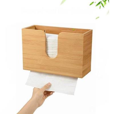 China Modern Bamboo Paper Towel Dispenser - Wall Mounted C-Fold Countertop Paper Holder For Kitchen Bathroom for sale