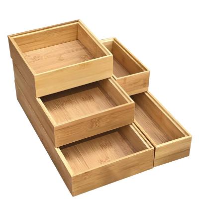 China Drawer organizer and desk storage box/viable bamboo tray for office supplies for sale