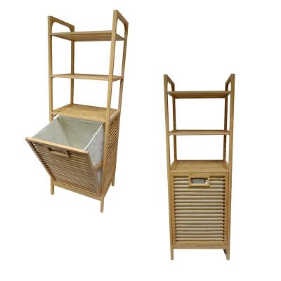 China KOREAN Waterproof Tilt-Out Bathroom Storage Basket Clothes Goods Bathroom Bamboo Laundry Basket for sale