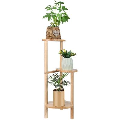 China Modern Wooden Plant Stand Shelf Rack Flower Pot Indoor Outdoor 3 Tiers Plant Display Rack for sale