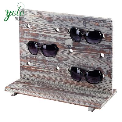 China Custom Rustic Wooden Sunglasses Countertops Display Stand Jewelry Display Racks for sale