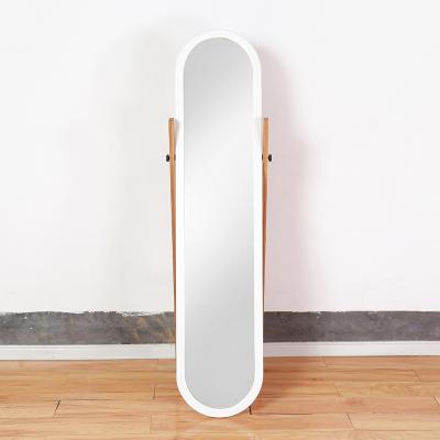 China Modern Folding Floor Free Standing Bamboo Integral Dressing Mirror For Living Room for sale