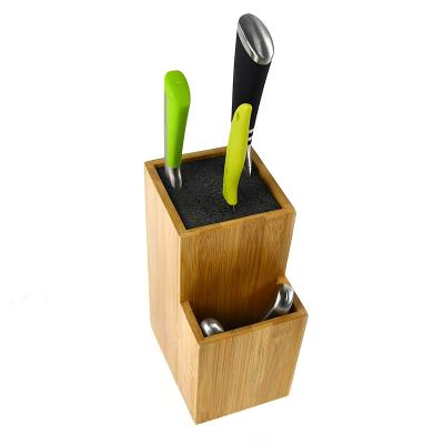 China Viable Natural Universal Kitchen Knife Block Storage Rack Bamboo Wood Organizer for sale