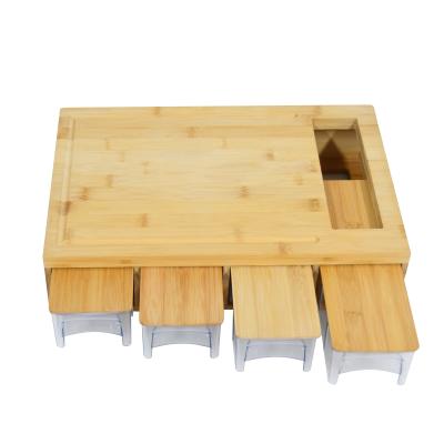 China Wooden Butcher Block With Large Viable Cutting Board Bamboo Cutting Plates 4 Drawers for sale