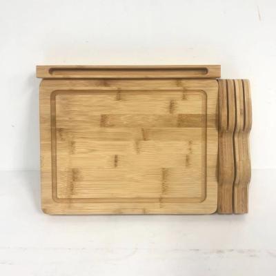 China Viable Gather Bamboo Cutting Board Chopper With Phone Holder Knife Block For Kitchen for sale