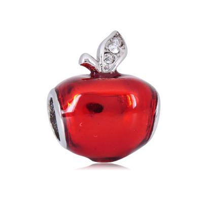 China Trendy sweet house red apple enamel bear charms stainless steel bead for bracelet necklace diy jewelry for sale