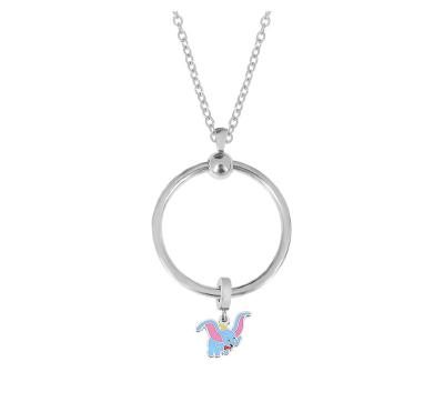 China 2022 Trend Fashion New Stainless Steel Titanium Steel Rainbow Love Elephant Charms Female Pendant Necklace for sale