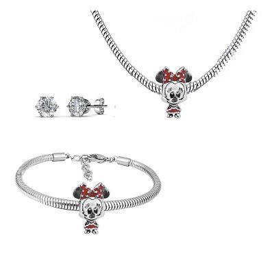 China Dubai Mickey Charm Jewelry Sets Fashion Trendy Stainless Steel Animal Charm Pendant Jewelry Sets for sale