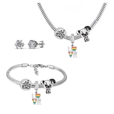 China FASHIONABLE Accepted Charm Pendant Necklace Sets Heart Shaped Jewelry Stainless Steel Necklace Set Jewelry For Girl for sale