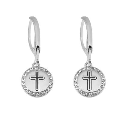 China FASHIONABLE cross titanium steel stainless steel dangle earring women cool trend piercing cold wind punk earrings for sale