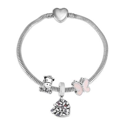 China CLASSIC Original Unicorn Red Apple Charm Bead Bracelet New Butterfly Silver Color Style With Pandoraer Jewelry Pendant Set for sale